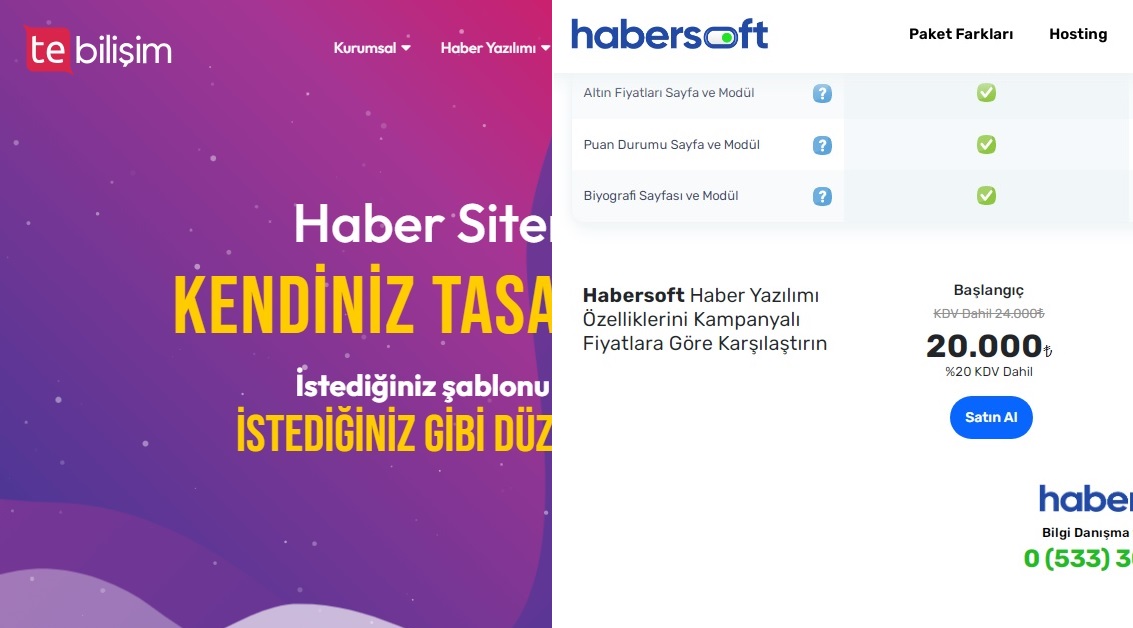 Habersoft ve Tebilişim Haber Yazılımı Karşılaştırması 2024-2025